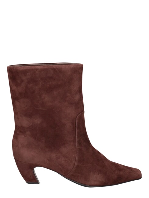 ME25 Botki na obcasie 5 cm, ze sk&oacute;ry ciemnobrązowy - Buty damskie