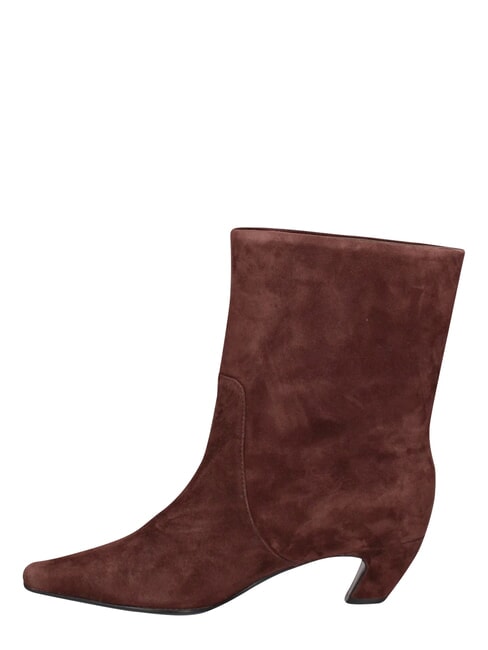 ME25 Botki na obcasie 5 cm, ze sk&oacute;ry ciemnobrązowy - Buty damskie
