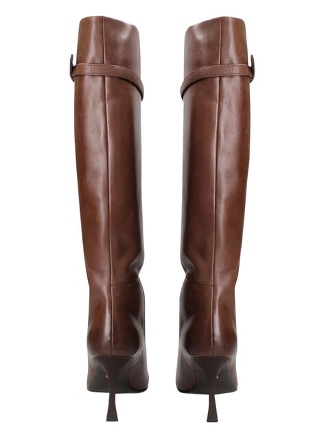 ME25 Wysokie buty, obcas 9 cm, ze sk&oacute;ry ciemnobrązowy - Buty damskie