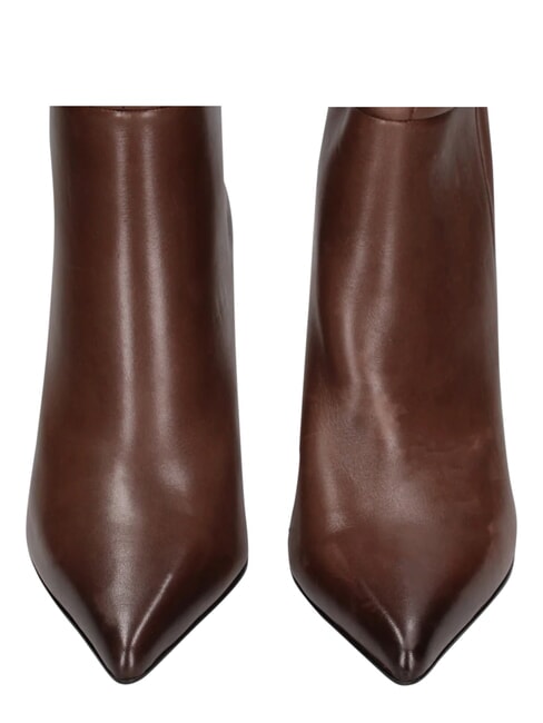 ME25 Wysokie buty, obcas 9 cm, ze sk&oacute;ry ciemnobrązowy - Buty damskie