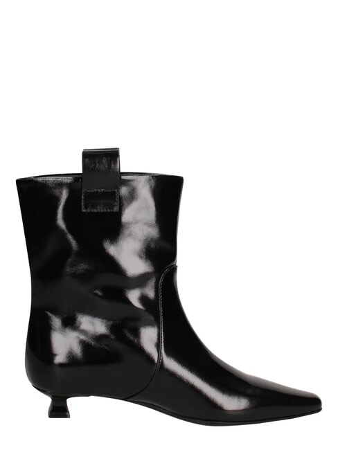 ME25 Botki na obcasie 3 cm, ze sk&oacute;ry czarny - Buty damskie