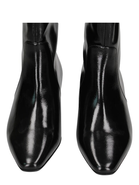 ME25 Botki na obcasie 3 cm, ze sk&oacute;ry czarny - Buty damskie