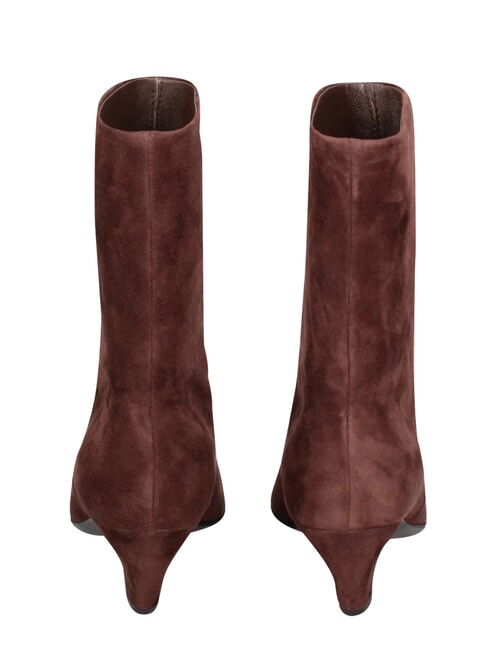 ME25 Botki na obcasie 5 cm, ze sk&oacute;ry ciemnobrązowy - Buty damskie