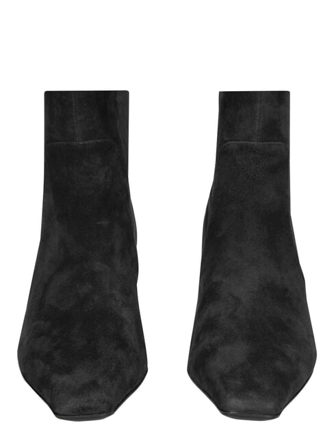 ME25 Botki na obcasie 5 cm, ze sk&oacute;ry czarny - Buty damskie