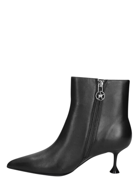 ME25 Botki sk&oacute;rzane na obcasie 6,5 cm czarny - Buty damskie