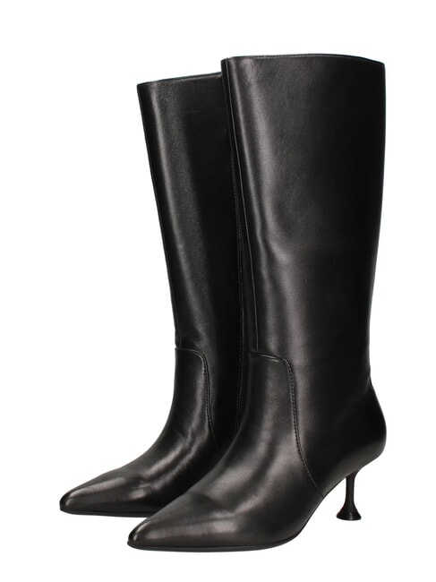 ME25 Wysokie buty, obcas 6,5, sk&oacute;rzane czarny - Buty damskie