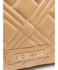 LOVE MOSCHINO QUILTED Torebka z łańcuszkowym paskiem na ramię beżowy - Torby damskie - 3