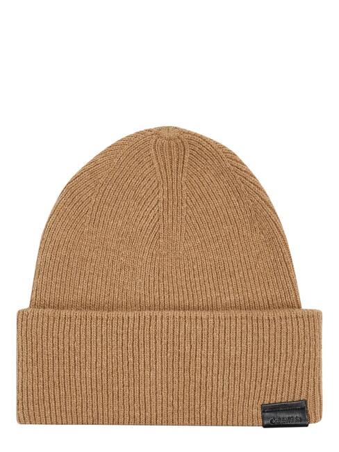 LEATHER PATCH Czapka wełniana khaki - Włosy