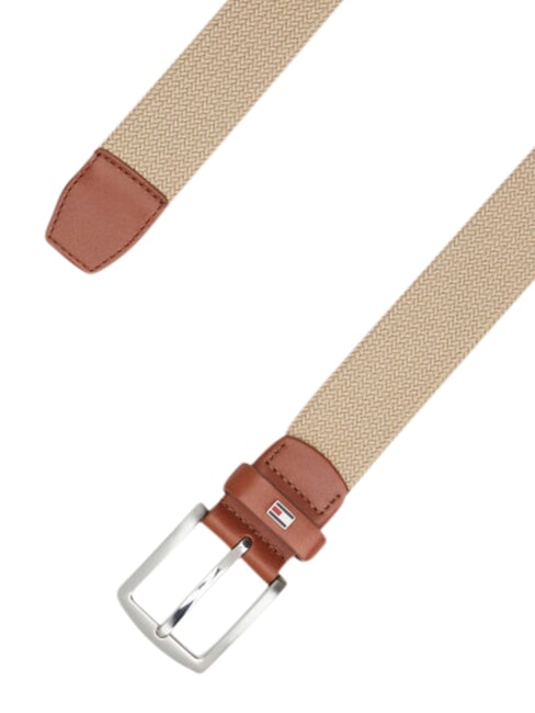 DENTON ELASTIC Męski pasek z tkaniny tkanej beżowy - Paski