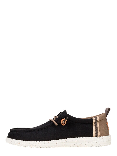 WALLY SUMMER LINEN Mokasyny czarny/orzechowy - Buty męskie