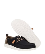 HEY DUDE WALLY SUMMER LINEN Mokasyny czarny/orzechowy - Buty męskie - 3