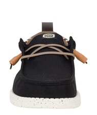 HEY DUDE WALLY SUMMER LINEN Mokasyny czarny/orzechowy - Buty męskie - 4