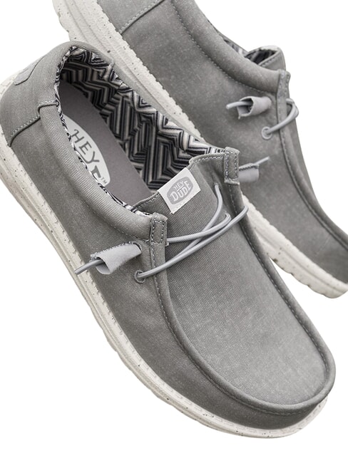 WALLY CANVAS M Łatwe do zakładania mokasyny z pł&oacute;tna jasnoszary - Buty męskie