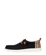 HEY DUDE WALLY SUMMER LINEN Mokasyny czarny/orzechowy - Buty męskie - 2