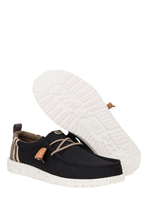 WALLY SUMMER LINEN Mokasyny czarny/orzechowy - Buty męskie
