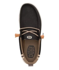 HEY DUDE WALLY SUMMER LINEN Mokasyny czarny/orzechowy - Buty męskie - 6