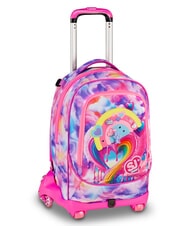 SJGANG JOYFUL PINS GIRL Plecak na k&oacute;łkach 3 w 1 fuksja fluorescencyjna - Plecaki z w&oacute;zkiem - 3