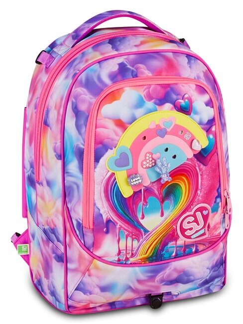 JOYFUL PINS GIRL Plecak na k&oacute;łkach 3 w 1 fuksja fluorescencyjna - Plecaki z w&oacute;zkiem