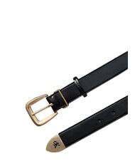 CALVIN KLEIN HW END TIP Pasek sk&oacute;rzany czarny / antyczne jasne złoto - Paski - 3