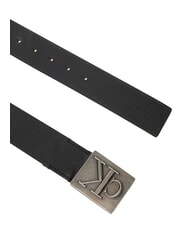 CALVIN KLEIN SSNL MONO Pasek sk&oacute;rzany czarny/srebrny antyczny - Paski - 3