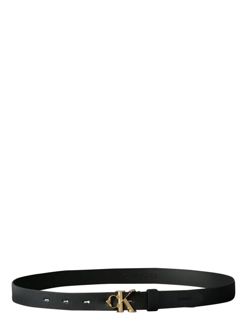 FACTED CK BUCKLE Pasek sk&oacute;rzany czarny / antyczne jasne złoto - Paski