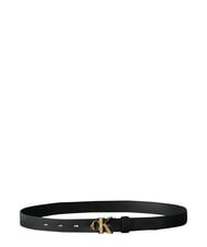 CALVIN KLEIN FACTED CK BUCKLE Pasek sk&oacute;rzany czarny / antyczne jasne złoto - Paski - 3