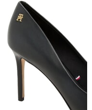 TOMMY HILFIGER TH  9-centymetrowe sk&oacute;rzane cz&oacute;łenka na obcasie czarny - Buty damskie - 5