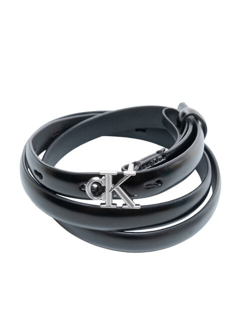 ROUND CK BUCKLE Pasek sk&oacute;rzany ck czarny / antyczny nikiel - Paski