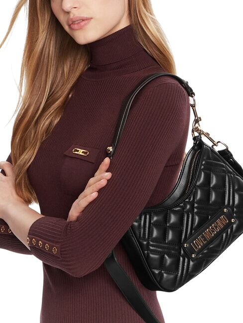 QUILTED Torba na ramię z paskiem na ramię Czarny - Torby damskie