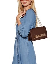 LOVE MOSCHINO BOLD LOVE Torba na ramię z łańcuszkiem kasztan - Torby damskie - 5