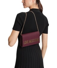 LOVE MOSCHINO SMART DAILY Kopert&oacute;wka z łańcuszkiem wino - Torby damskie - 2