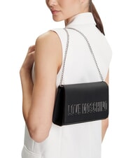 LOVE MOSCHINO SMART DAILY Kopert&oacute;wka z łańcuszkiem Czarny/Czarny - Torby damskie - 2