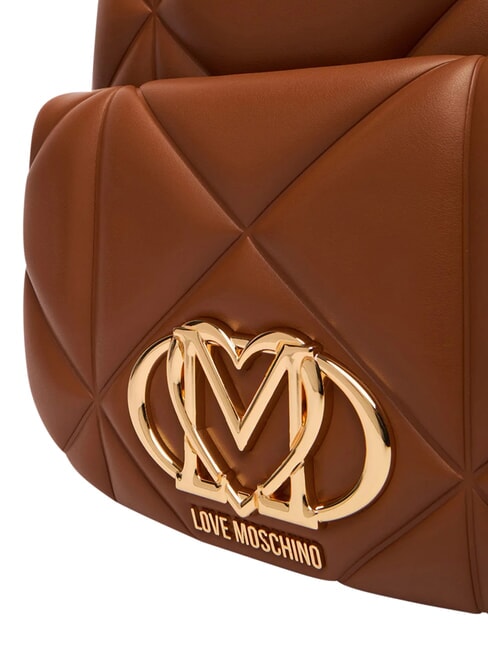 EMBOSSED Plecak z kieszenią przednią kasztan - Torby damskie
