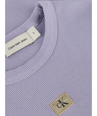 CALVIN KLEIN WASHED WOVEN LABEL Koszulka bawełniana z kr&oacute;tkim rękawem fioletowy - Koszulki i topy damskie - 4