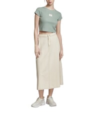 CALVIN KLEIN WOVEN LABEL Koszulka bawełniana z kr&oacute;tkim rękawem szary - Koszulki i topy damskie - 4