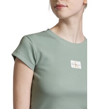 CALVIN KLEIN WOVEN LABEL Koszulka bawełniana z kr&oacute;tkim rękawem szary - Koszulki i topy damskie - 3
