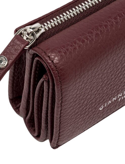 WALLETS GRAIN Mały portfel ze sk&oacute;ry młotkowanej antyczny rubin - Portfele damskie