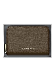 MICHAEL KORS JET SET Sk&oacute;rzany portfel na karty z portmonetką loden - Portfele damskie - 4