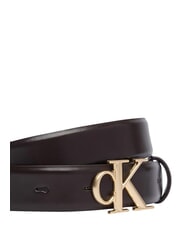 CALVIN KLEIN ROUND CK BUCKLE Pasek sk&oacute;rzany pyszne/antyczne srebro - Paski - 3