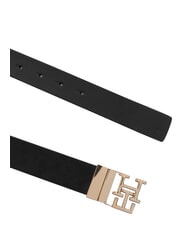 TOMMY HILFIGER TH LOGO Dwustronny pasek sk&oacute;rzany czarny/koniak - Paski - 2