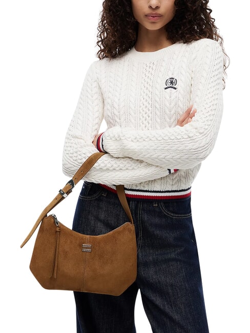 TJW SLOUCHY Torba na ramię ze sk&oacute;ry zamszowej ciemny khaki g&oacute;rski - Torby damskie