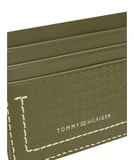 TOMMY HILFIGER TH MICRO FLAG Płaski sk&oacute;rzany uchwyt na karty drewno oliwne - Portfele męskie - 3