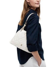 TOMMY HILFIGER TH FEMININE Pikowana torba na ramię miękki krem - Torby damskie - 2