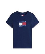TOMMY HILFIGER TJ FLAG Koszulka bawełniana ciemna noc granatowa - Koszulki i topy damskie - 3