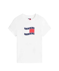 TOMMY HILFIGER TJ FLAG Koszulka bawełniana ecru - Koszulki i topy damskie - 3
