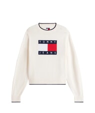 TOMMY HILFIGER TJ Sweter bawełniany starożytna biel - Koszulki damskie - 3