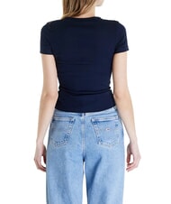 TOMMY HILFIGER TH JEANS Prążkowana koszulka z kr&oacute;tkim rękawem - Koszulki i topy damskie