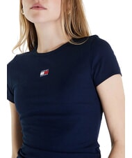 TOMMY HILFIGER TH JEANS Prążkowana koszulka z kr&oacute;tkim rękawem ciemna noc granatowa - Koszulki i topy damskie - 3