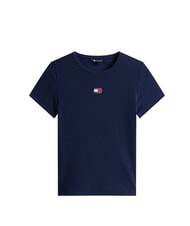 TOMMY HILFIGER TH JEANS Prążkowana koszulka z kr&oacute;tkim rękawem ciemna noc granatowa - Koszulki i topy damskie - 4