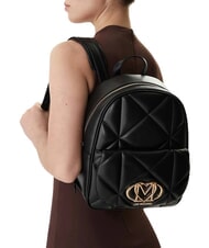 LOVE MOSCHINO EMBOSSED QUILTED Plecak pikowany Czarny - Torby damskie - 6